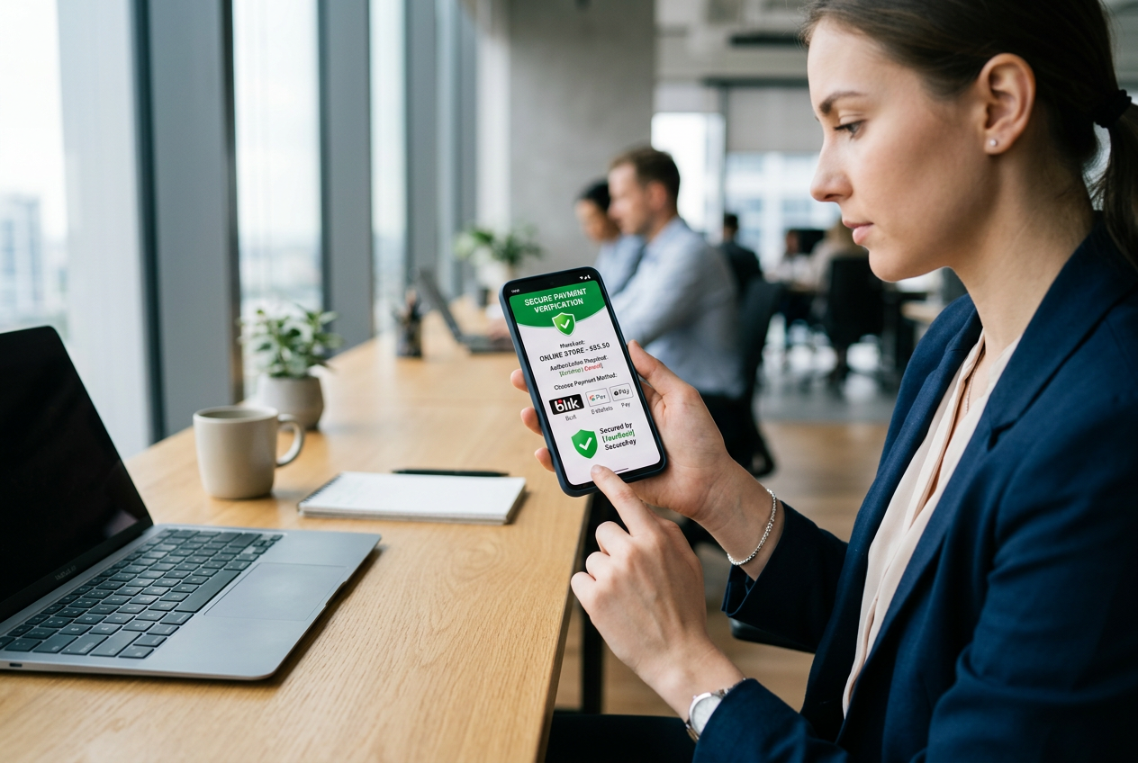Secure digital payment methods and verification process on a smartphone.