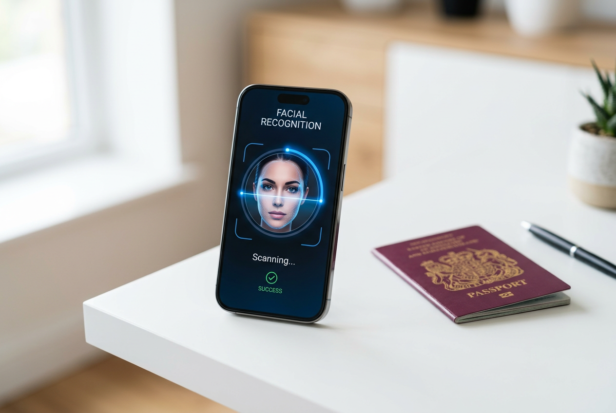 Digital identity verification process on a modern smartphone.